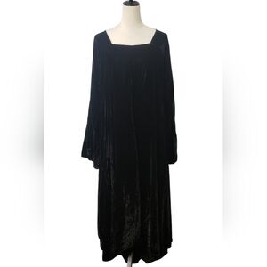 Women's Black Velvet Square Neck High Low Maxi Dress Witchy Goth Victorian